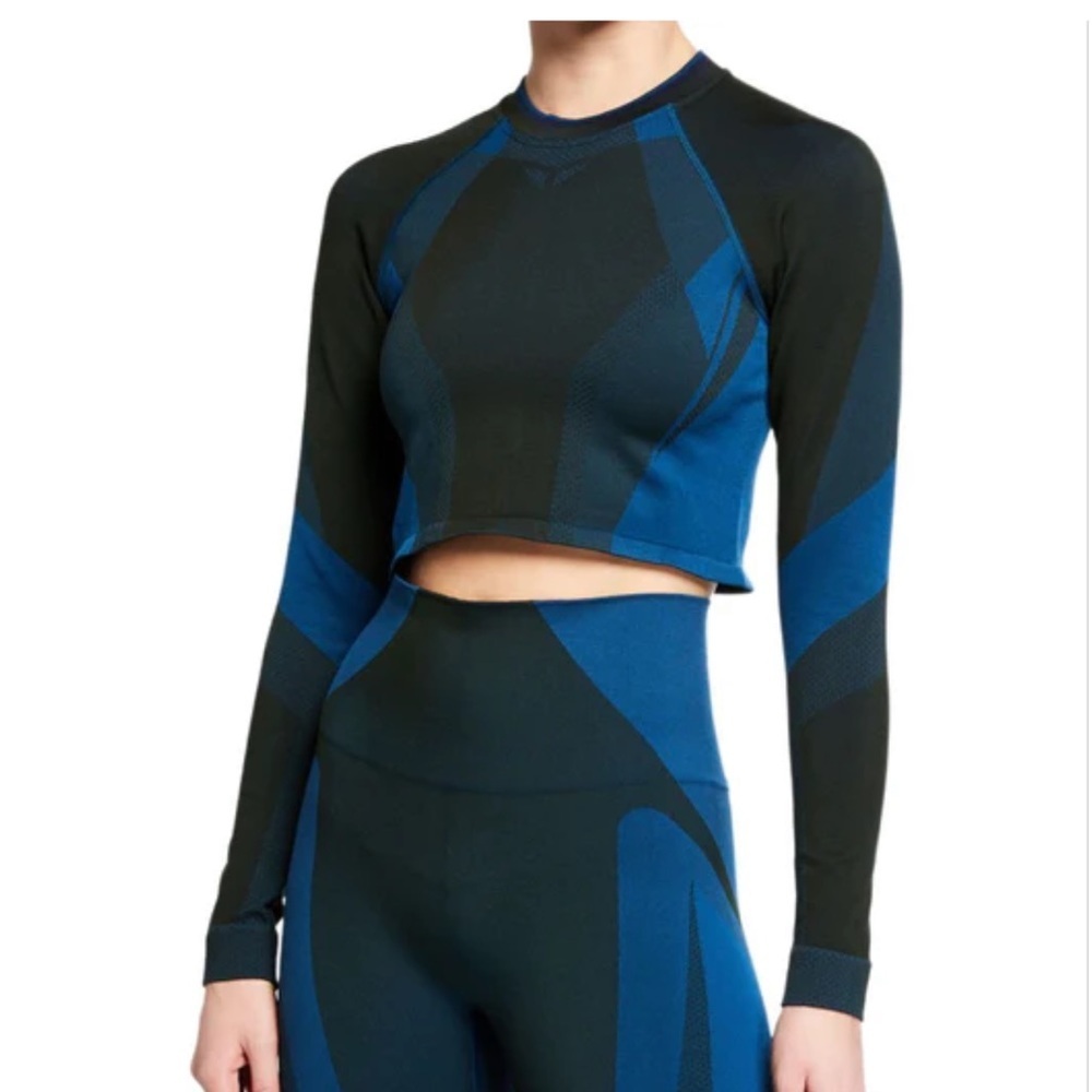 LNDR Women's Khaki Petrol All Seasons Crop Long Sleeve Top sz S/M